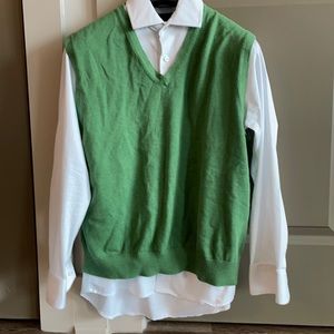 Land’s End Green Sweater Vest Cotton Medium Men